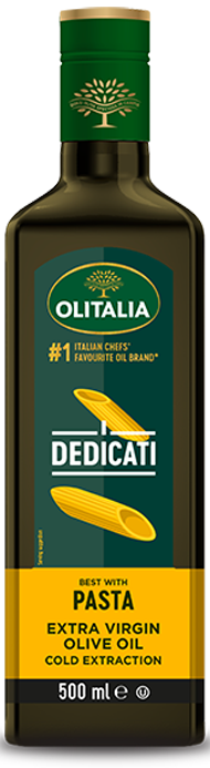 Tagliatelle with radicchio and prosciutto and I Dedicati Special Extra Virgin Olive Oil for Pasta Olitalia 2